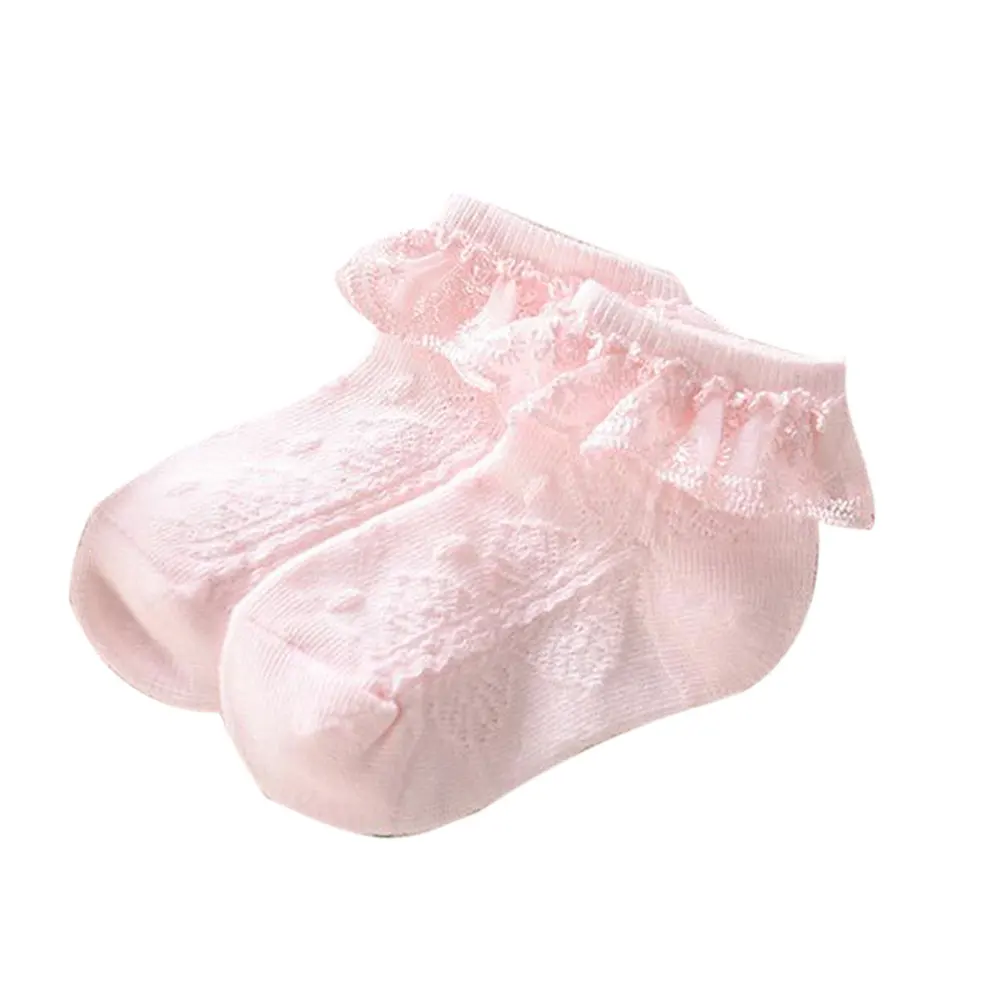Милые кружевные хлопковые носки-башмачки для маленьких девочек карамельные