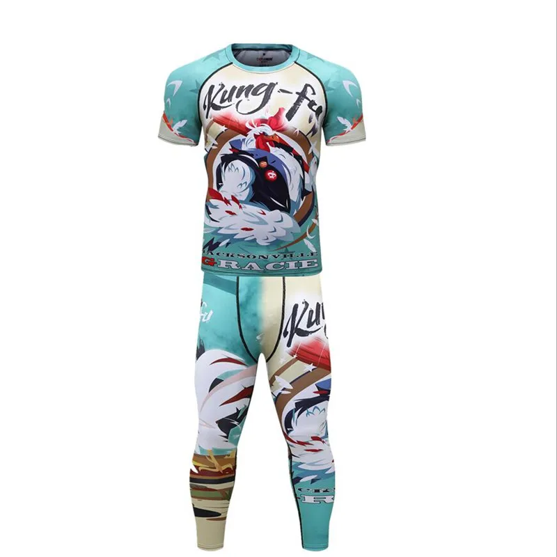 Мужские боксерские футболки + брюки шорты Муай Тай комплекты для ММА Rashguard