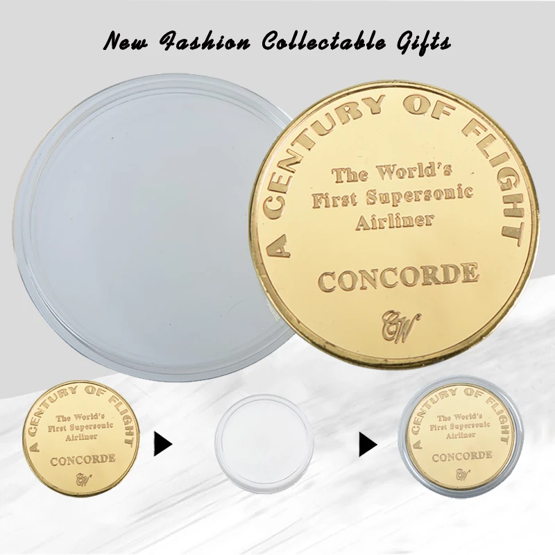 Монета последний полет Конкорда памятная монета с позолотой первая в мире
