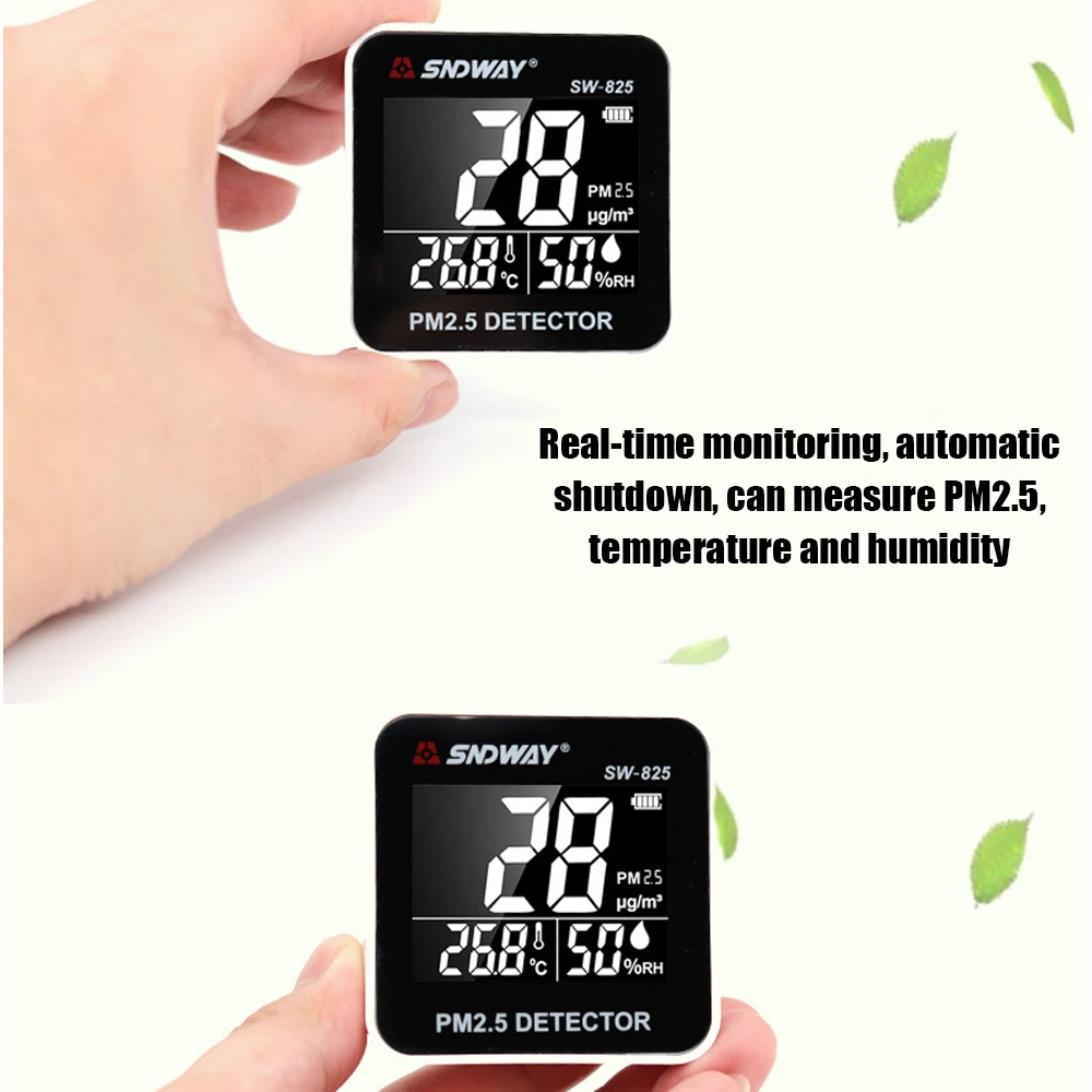 

SNDWAY SW-825 HD светодиодный цифровой дисплей анализатор качества воздуха PM2.5 детектор тестер газовый монитор Измеритель температуры и влажност...
