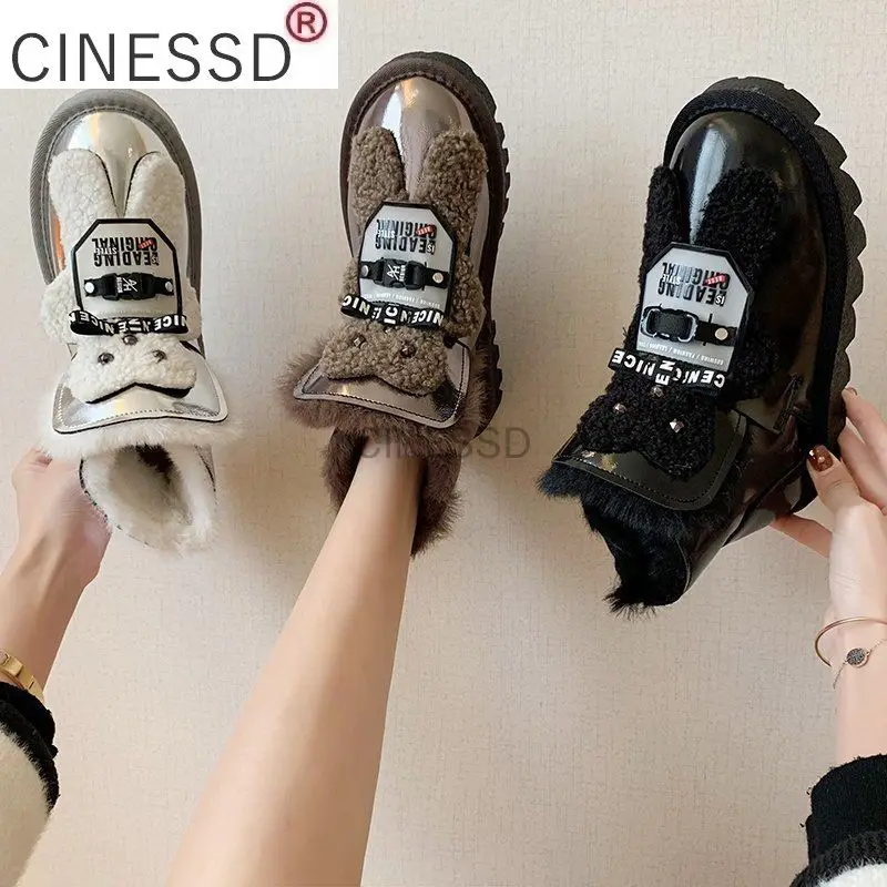 

2022 New Genuine Rabbit 's Hair Sheepskin Women's Warm and Antiskid Snow Boots Real Fur Snow Boots Women's Shoes