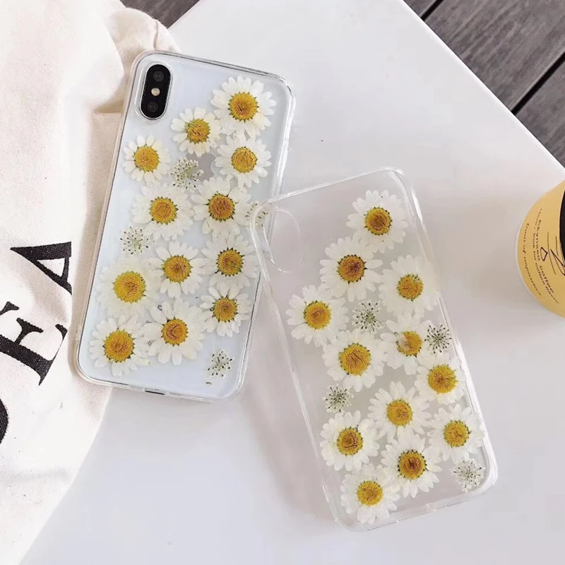 KEXIN Fashion Epoxy True Flower Phone Case For Huawei P30 P20 P10 Pro Lite Nova 3i 4 Honor10 V10 V9 Dried Daisy Soft |
