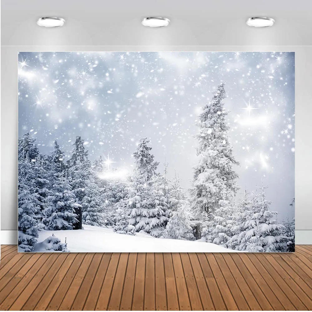 

MEHOFOND фон для фотосъемки с изображением зимних детских Снежный лес снежинки фон для фотографирования с изображениями на художественный тканевый фон для фотостудии