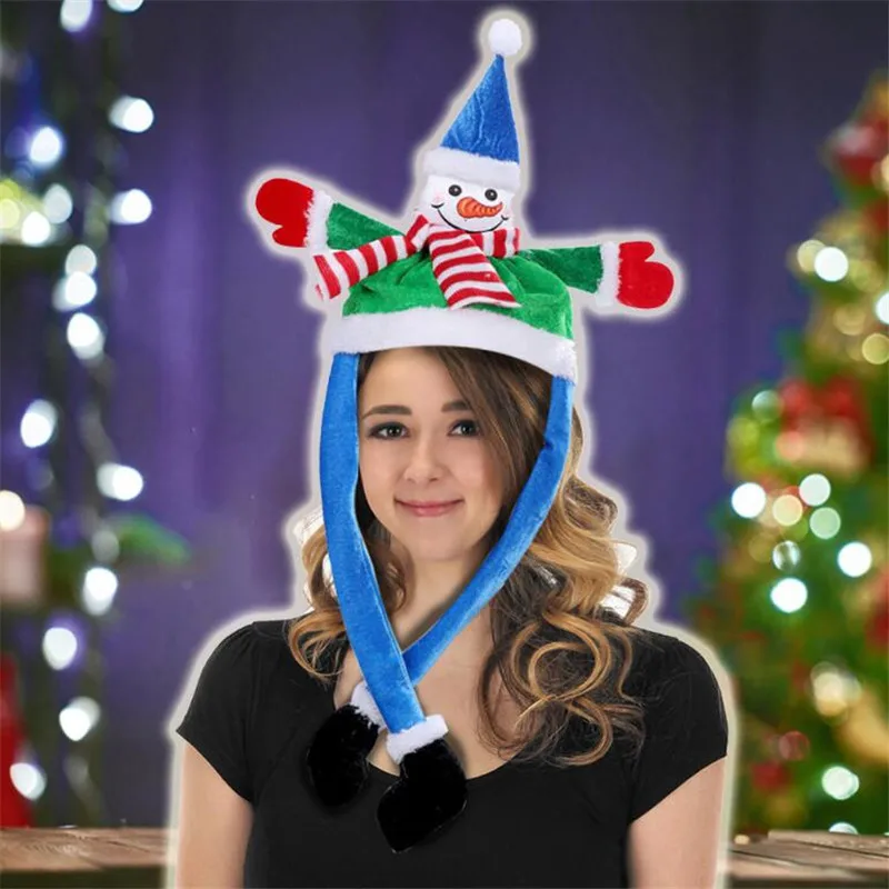 Buy Sombrero de muñeco de nieve de Santa Claus, gorro de salto con orejas móviles, divertido gorro de felpa de conejo, Cosplay, fiesta de Navidad, vacaciones, decoración de Año Nuevo