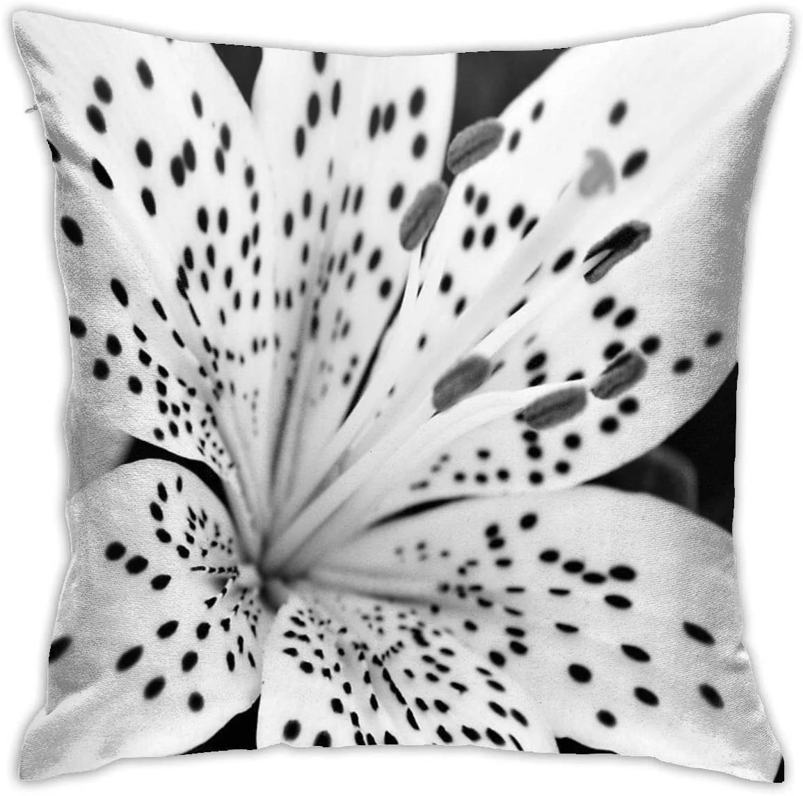 

Lily in Black and White Painted Pattern Cushion Cover Plush Fabric Home Decoration Square Sofa Bed Throw Pillowcase