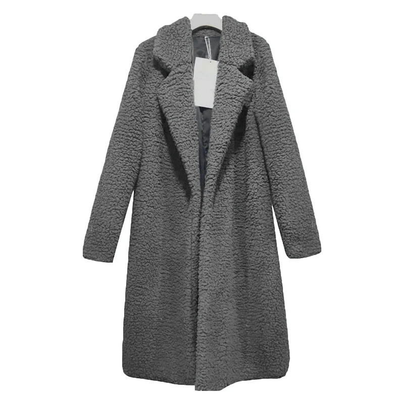 Женское зимнее пальто, модное, однотонное, размера плюс, белое, длинное, 3XL, винтажное, с отложным воротником, уличная одежда, пальто, осенняя женская одежда