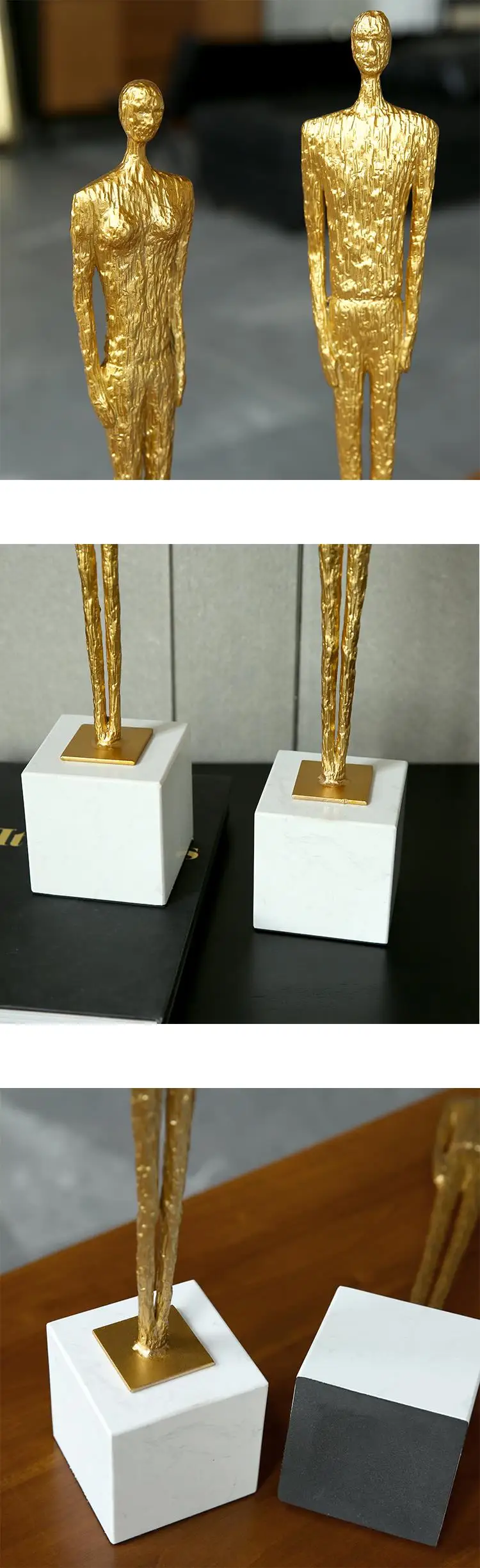 Абстрактные золотые металлические фигурки для мужчин и женщин украшения на