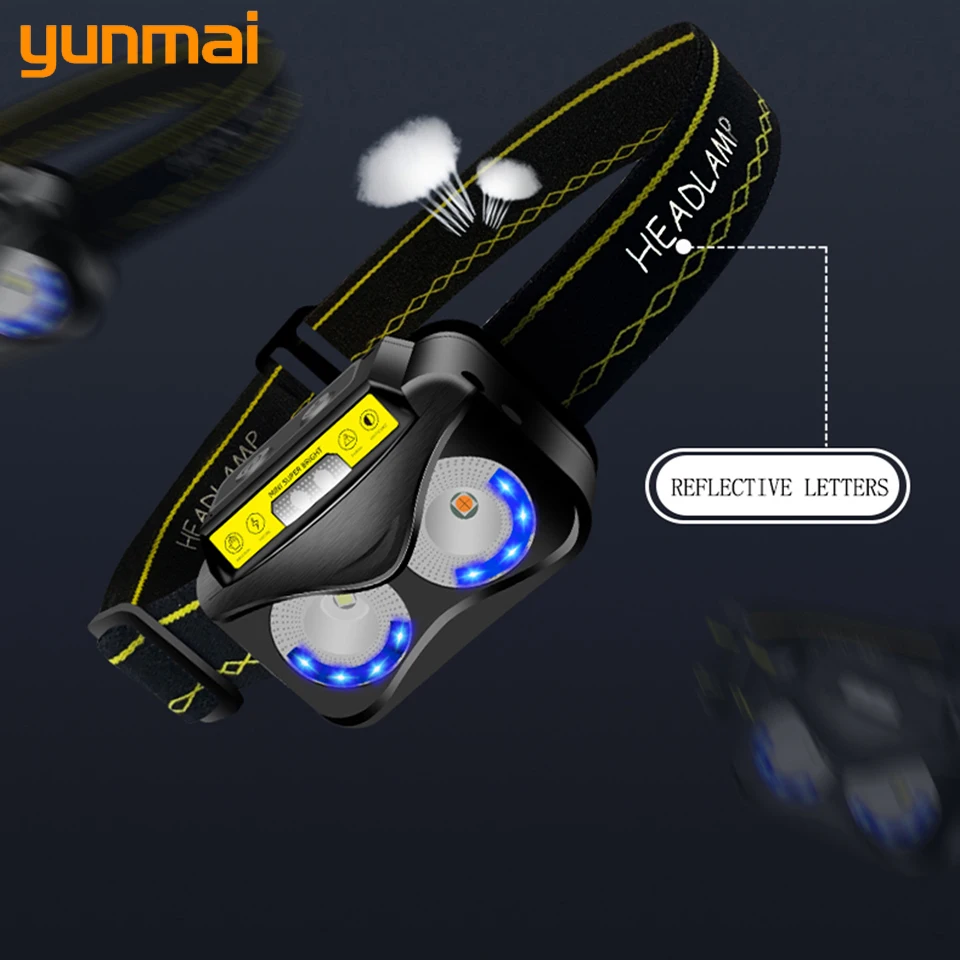 

Сенсорный налобный фонарь со встроенным аккумулятором, светодиодный налобный фонарь, лампочка XM-L2 U3, два режима светильник щения, водонепро...