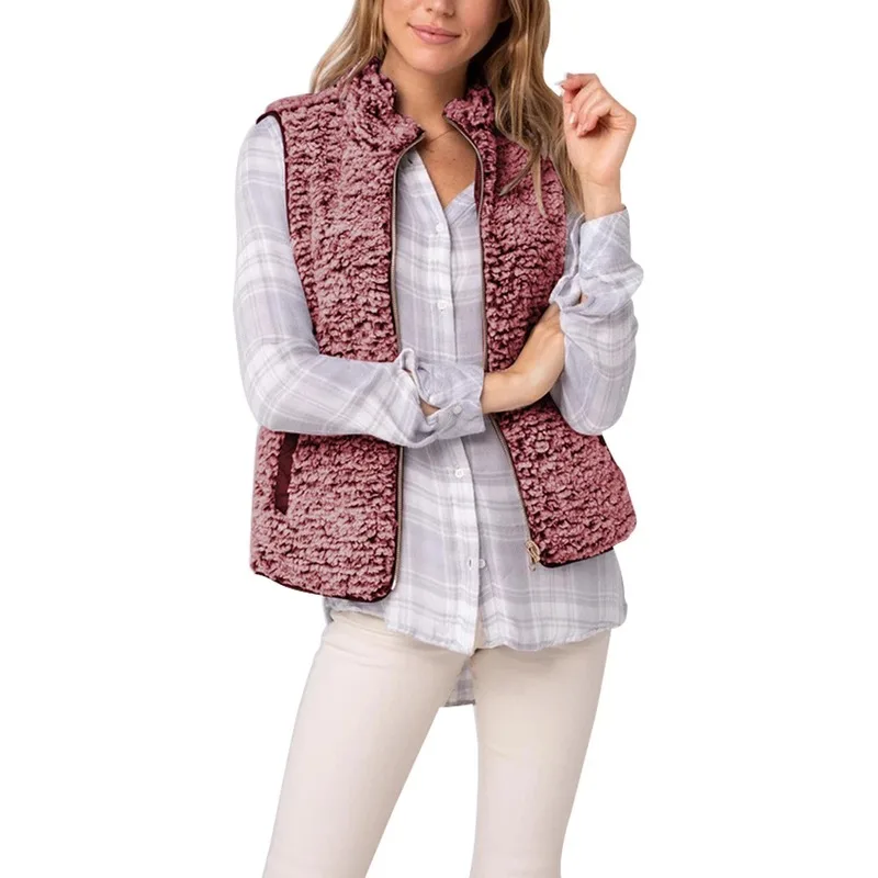 Women Furry Warm Vest 2019 Winter Black Casual Waistcoat Slim Sleeveless Jacket Solid Thermal Cotton Female Plus Size Coat | Женская