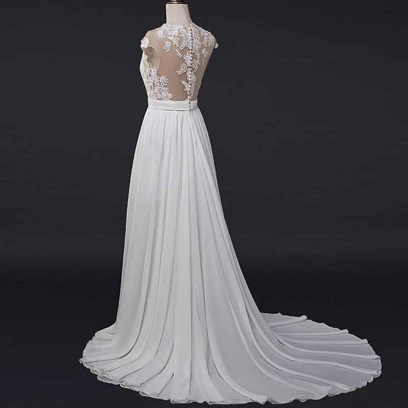 Женское шифоновое платье It's yiiya белое кружевное без рукавов расширяющееся