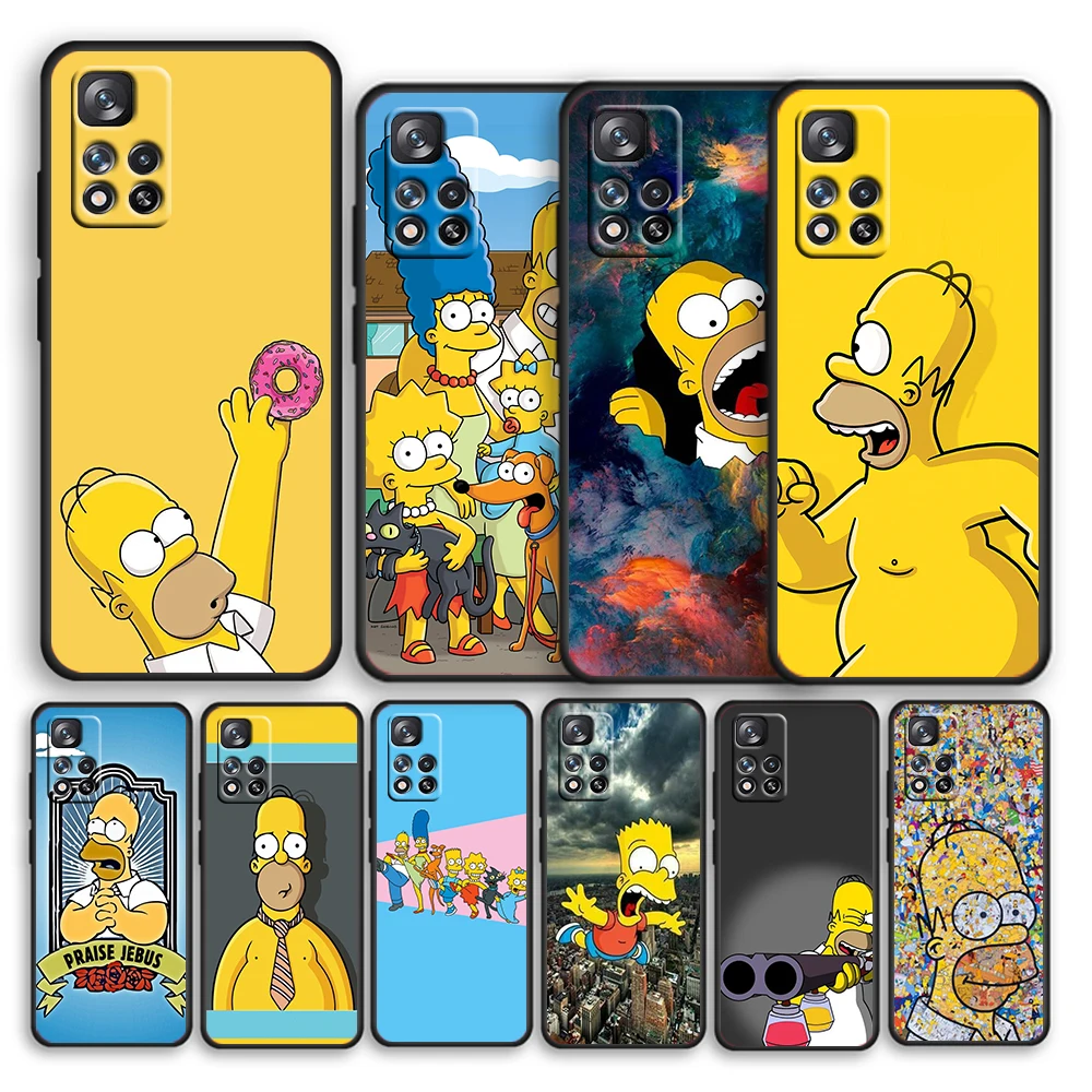 

The Simpsons funny cartoon For Xiaomi Redmi Note 11 10T 5G 9T 9S 8T 7 6 Pro Max Plus 5A 4 Silicone Soft Black Phone Case