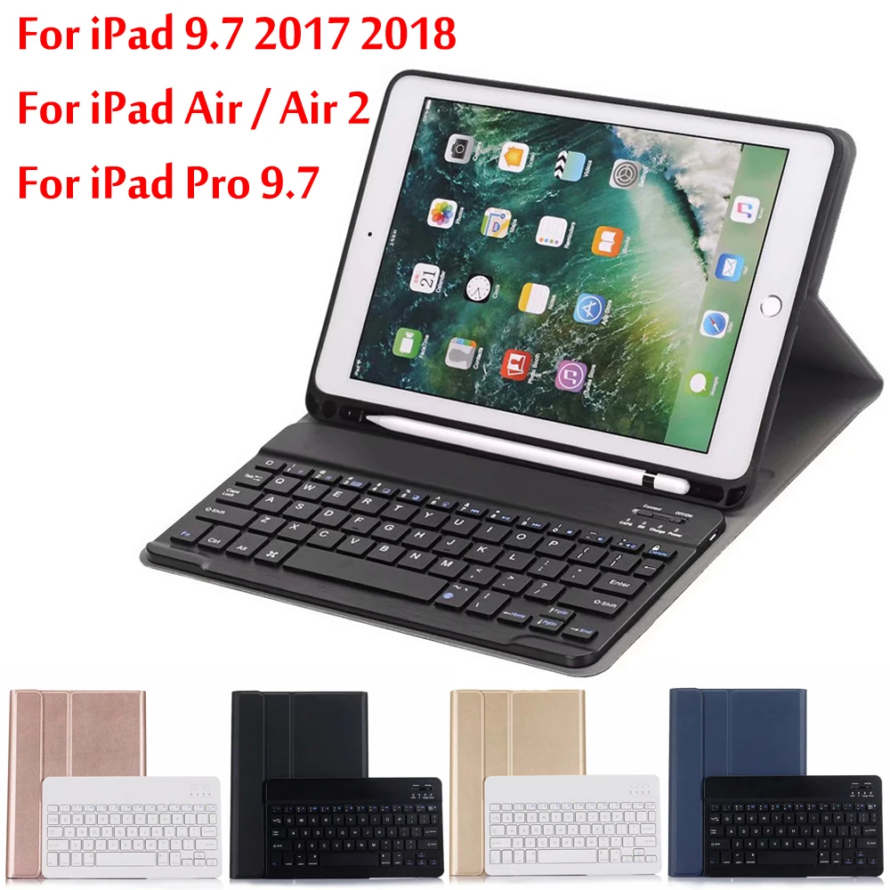 Для iPad 5/6/Air 2/Pro 9,7 Ультра тонкий Съемный беспроводной Bluetooth клавиатура чехол для iPad 9,7+ подарок