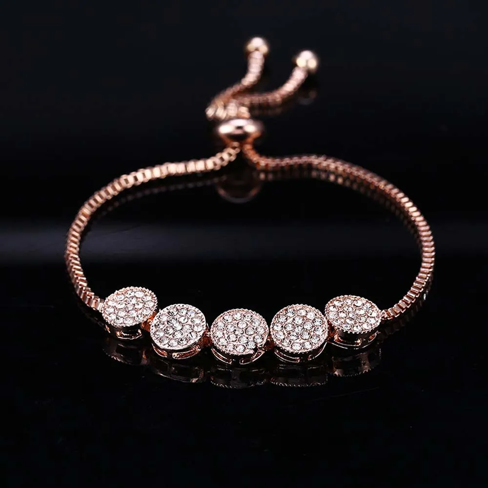 Fashion Adjustable Bracelet Bangle for Women Captivate Bar Slider Brilliant CZ Rose Gold Color Jewelry Pulseira Feminia | Украшения и