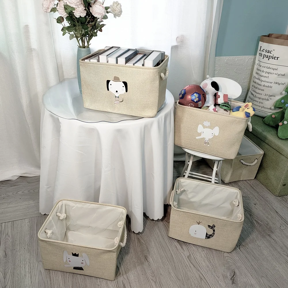 

New Cube Large Folding Storage Box Cute Animal Laundry Hamper Blanket Clothes Toy Baskets Bin For Kids Toys Organizers