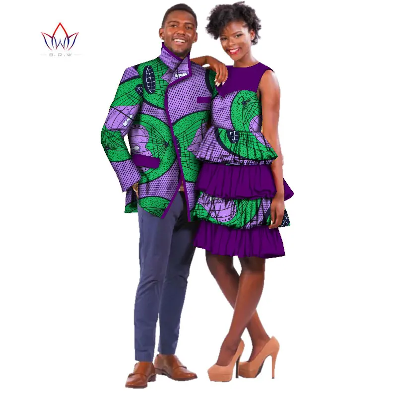 Bintarealwax High Quality Sweet Couple Clothes African Wax Print Clothing Bazin Summer Plus Size Clothes for Party BRW WYQ63