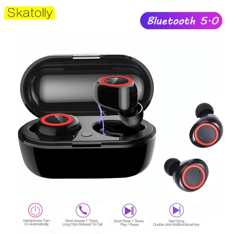 

TWS Bluetooth-совместимые наушники V5.0, беспроводные наушники-вкладыши, гарнитура, стереонаушники с зарядным отделением