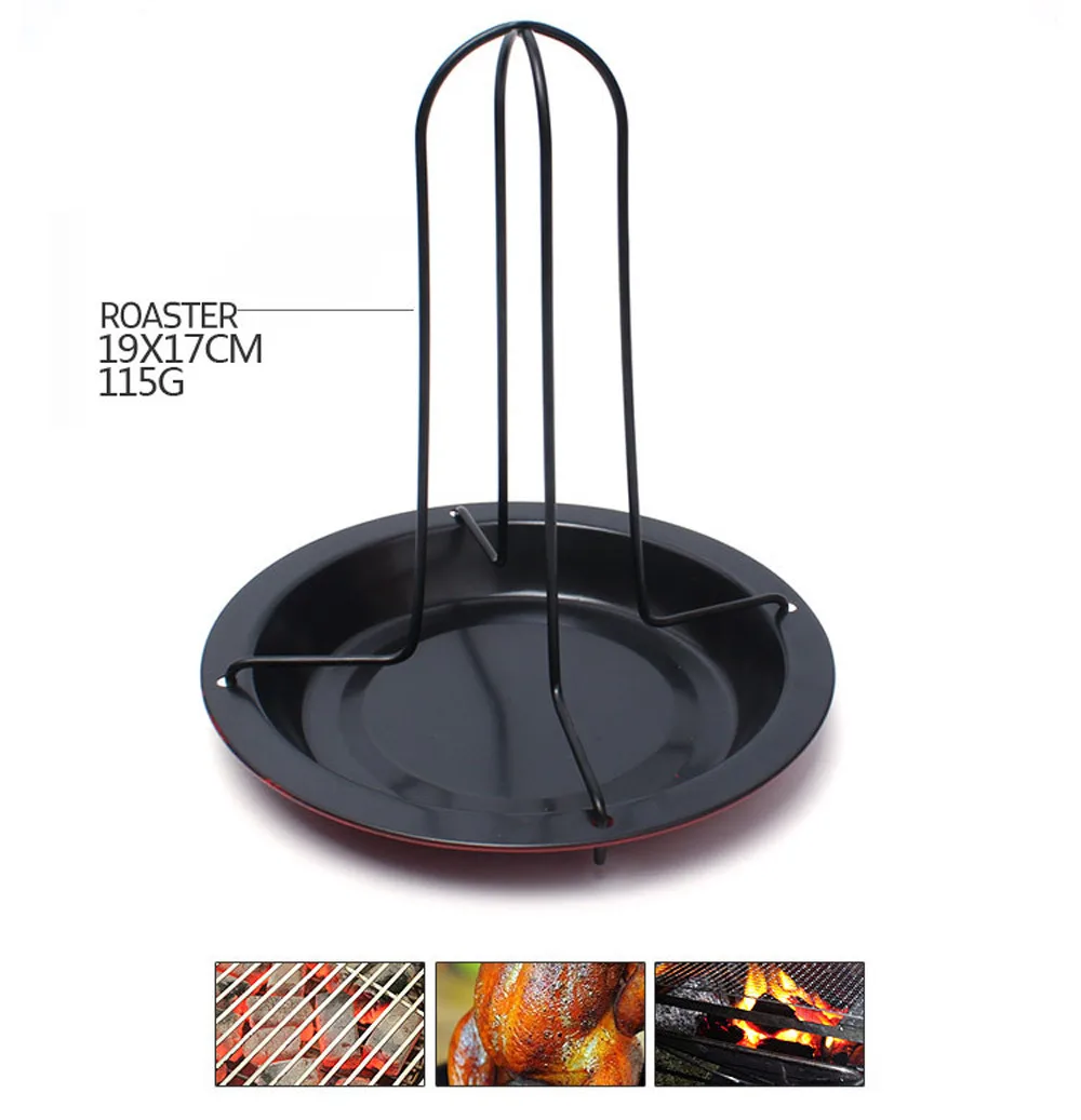 

Chicken Duck Holder Rack Grill Stand Roasting For BBQ Rib Non Stick Carbon Steel
