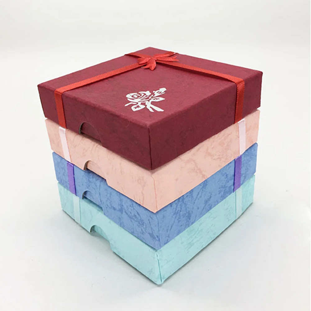 Бумажная квадратная посылка чехол Бант ювелирные изделия ожерелье браслет