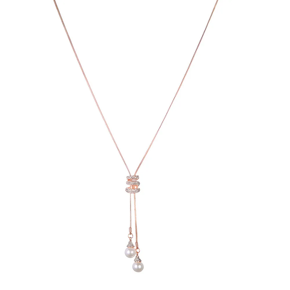 Элегантное дамское модное Очаровательное ожерелье с кристаллами и жемчугом