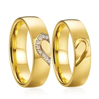1 pair lovers heart alliance 18k gold plated cz wedding rings set for men and women proposal marriage anniversary couple ring