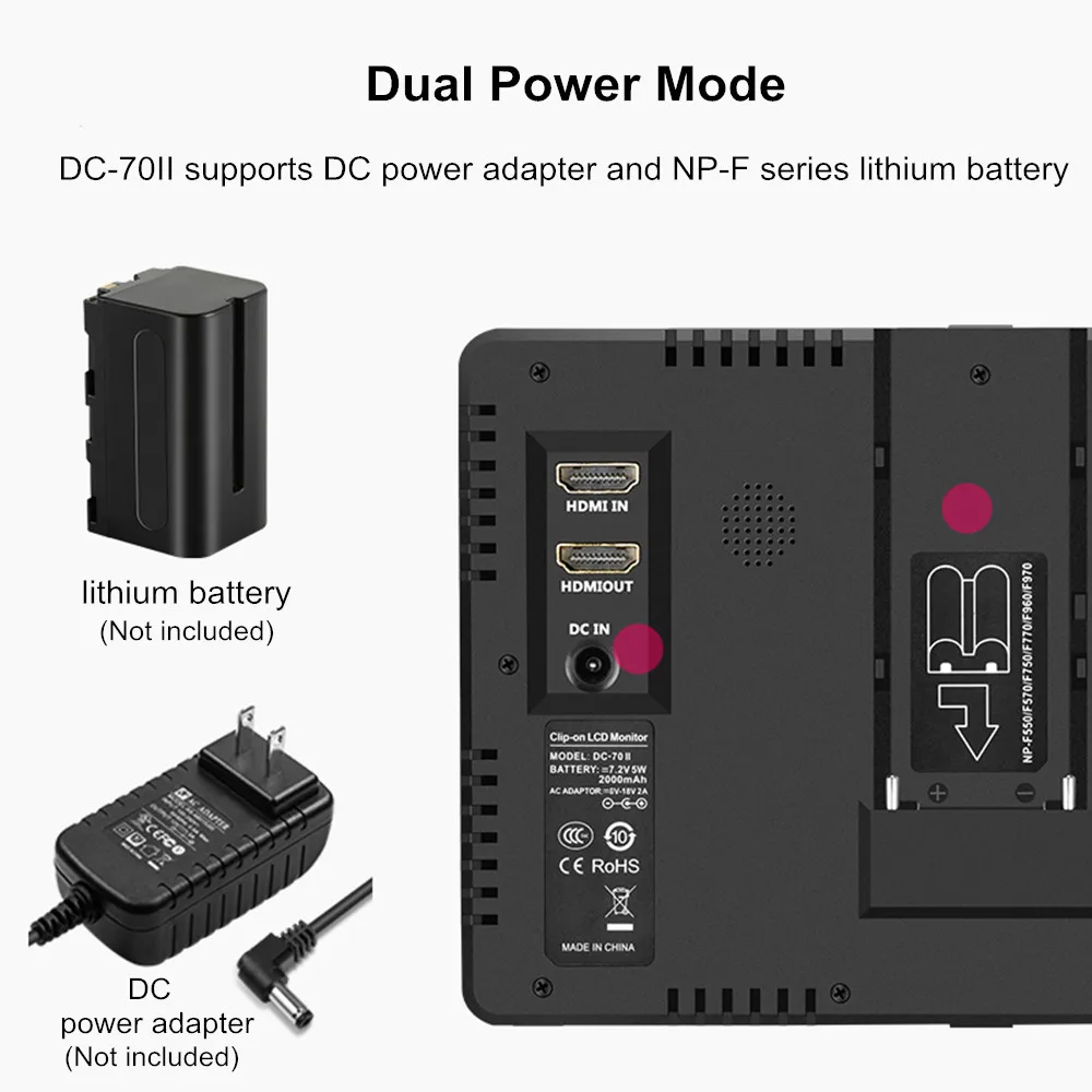 Viltrox 7 ''DC-70 II 1024*600 HD ЖК HDMI AV вход камера видео монитор дисплей полевой монитор для Canon Nikon DSLR BMPCC