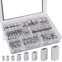 gtbl 315pcs 8 sizes aluminum crimping loop sleeve double barrel ferrule for wire rope and cable line end assortment kit