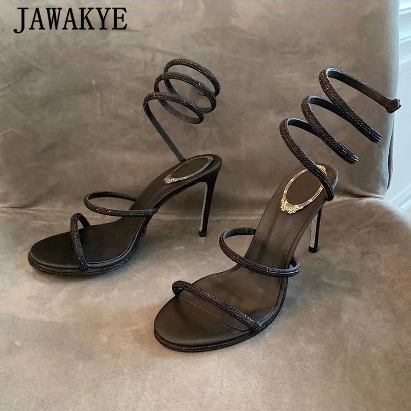 JAWAKYE женские вечерние туфли на высоком каблуке в форме змеиной кожи пикантные