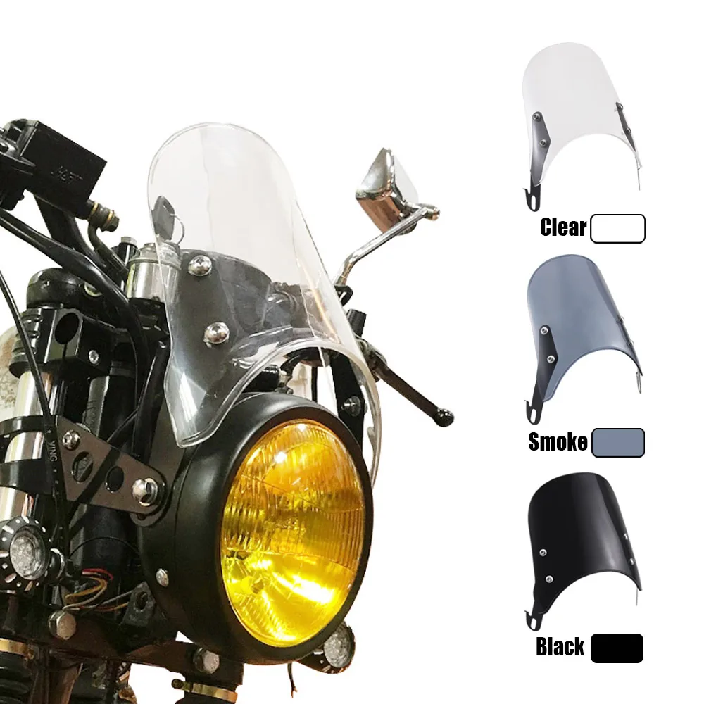 

Vintage 5-7" Cafe Racer Windshield Wind Deflector Visor Screen For Yamaha Harley XL Yamaha XJ Suzuki GSX Bobber Scramble Motors