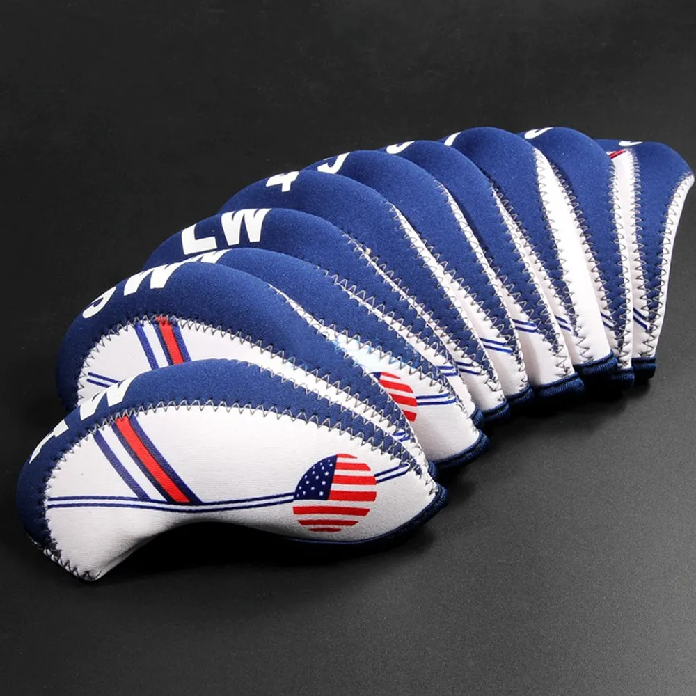 

10pcs Exquisite Golf Club Iron Head Covers Protector Golf Head Cover Sets Iron Club Head Cover Accessories
