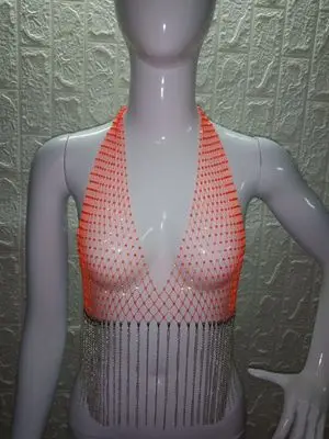 Женский сексуальный бриллиантовый сетчатый жилет в сетку короткий рукав сетчатый камзол Прозрачная сетка со стразами вечерние Клубные жилеты - Цвет: 07