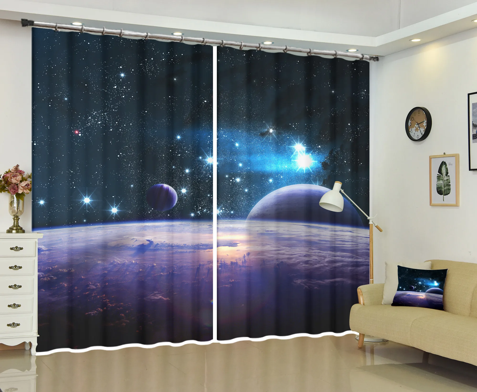 Космическая планета черная дыра личности 3D затемненные шторы на карту
