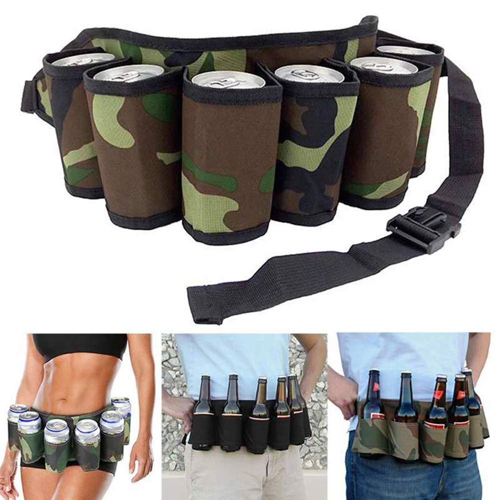 

Adjustable Beer Belt 600D Oxford Fabric 6 Holes Handy Beverage Wine Bottle Holder Pocket for Outdoor Camping Hiking