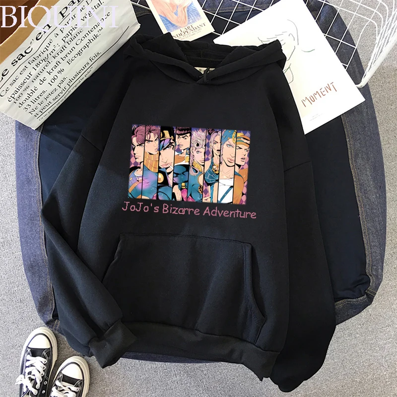 

Jojo's Bizarre Adventure Funny Cartoon Winter Warm Hoodies Fashion Anime Graphic Sweatshirt Hip Hop Sweatshirt Hoody Female Tops