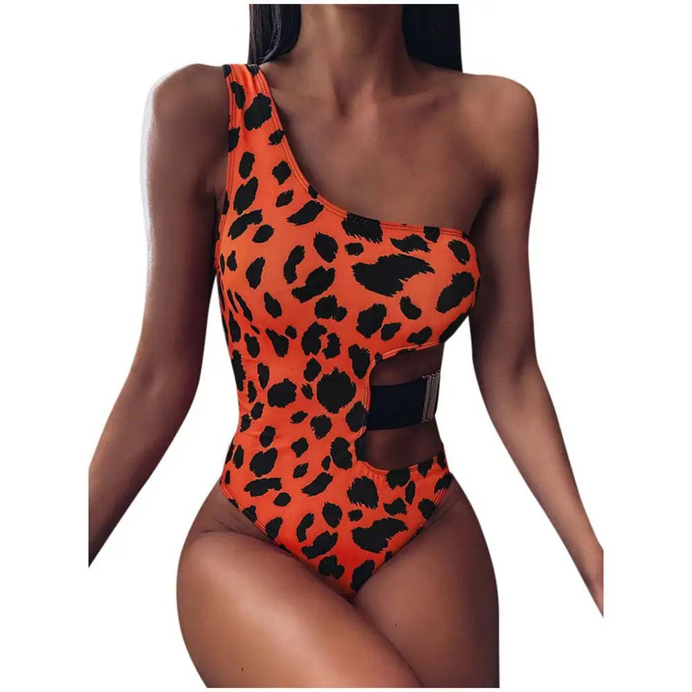Женский сексуальный цельный купальник с леопардовым принтом женский открытый