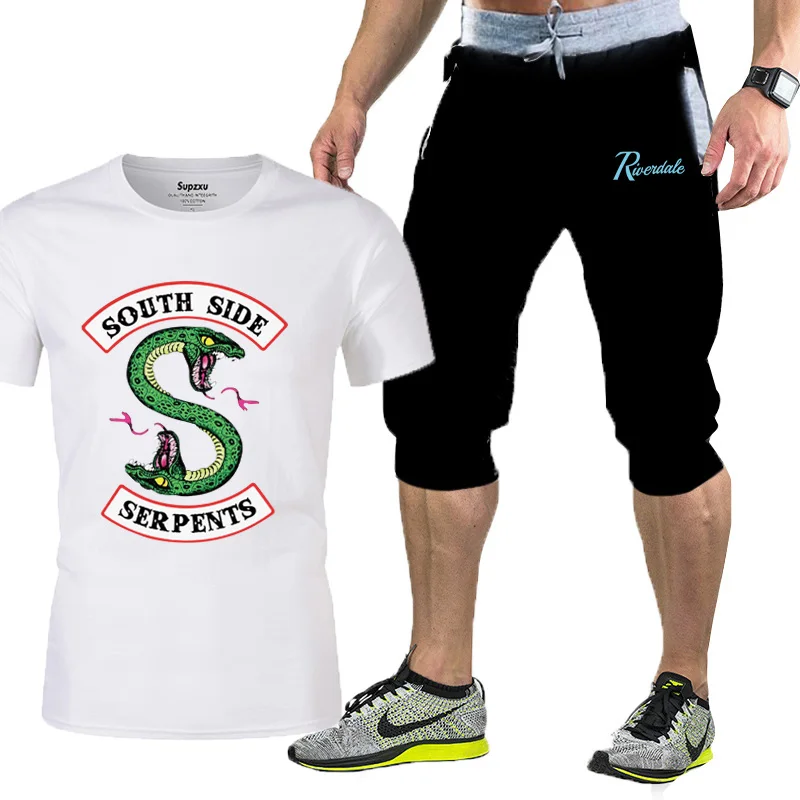 

2021 men's new summer T-shirt shorts two-piece suit men's casual sports suit tide brand sportswear pure cotton fashion men's