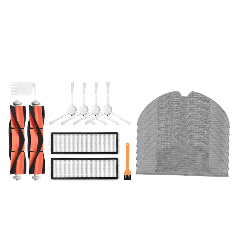 

2 Set Vacuum Cleaner Parts: 1 Set Main Brush Side Brushes Filter & 1 Set Mop Cloth Replacement Kits