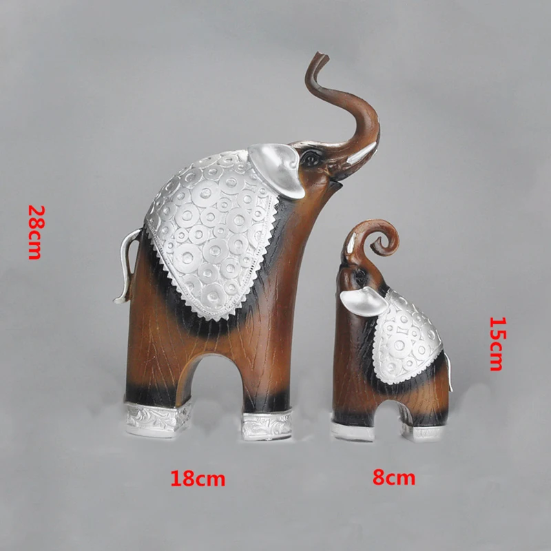 2pcs/Set Europe Resin Wood Grain Statues Decoration Elephant Statue Souvenir Living Room Ornament Gifts Modern | Дом и сад