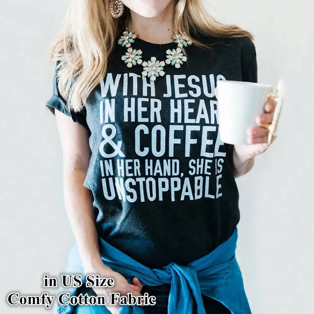 

Cccola With JESUS IN HEART Printing T-shirts Women Summer Clothes Tops for Girls Vogue Woman Tshirt Graphic Round Neck Camisetas