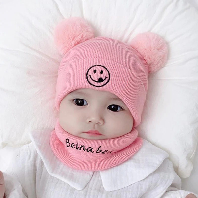 LA Baby Beanies/комплект с шапочкой для маленьких детей шапка надписью Smile шарф зимний