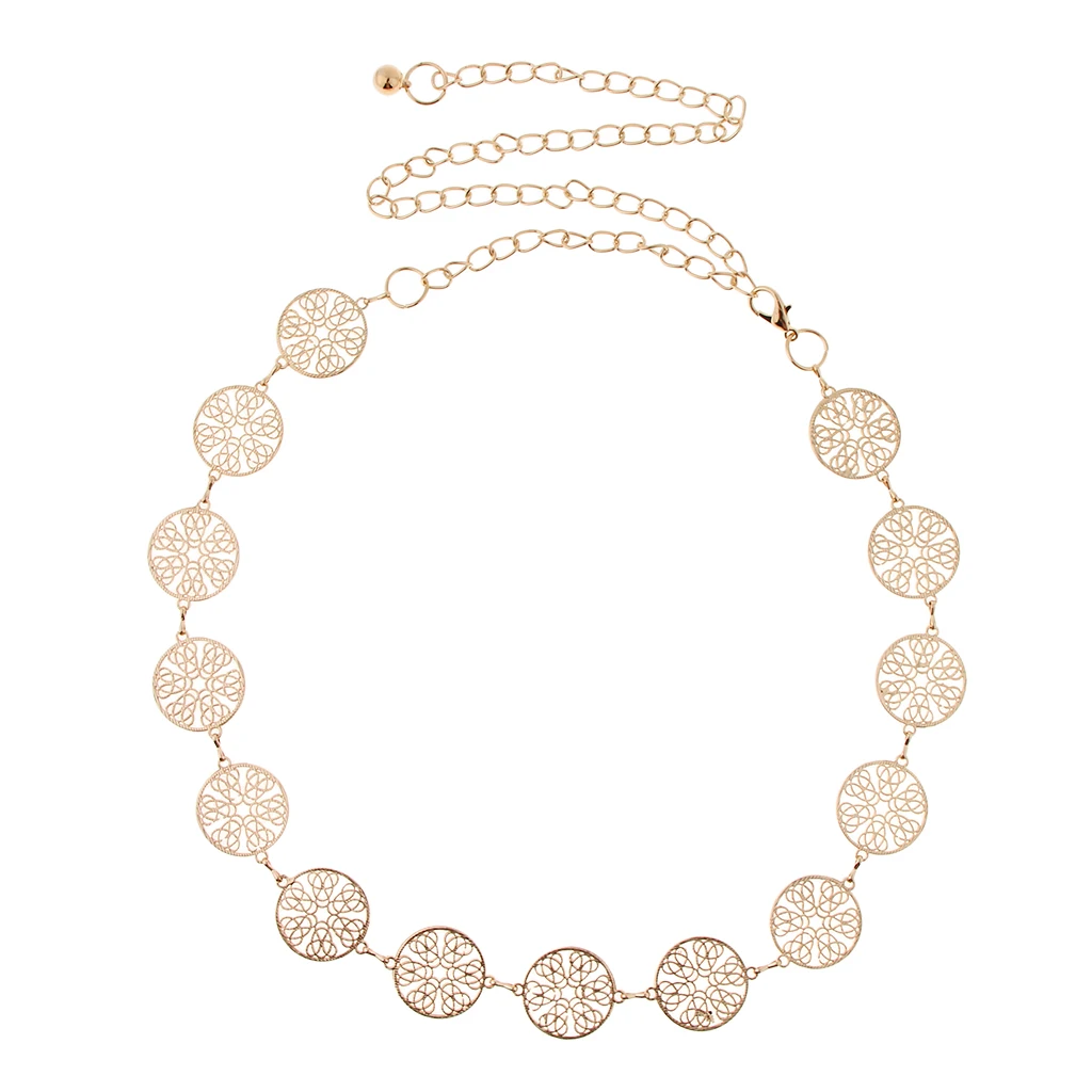 Винтажный пояс с металлической цепочкой широкий кисточкой в виде золотых монет