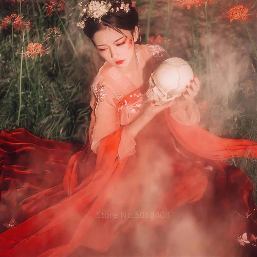 11 цветов винтажное женское платье Hanfu с квадратным воротником костюм Тан набор