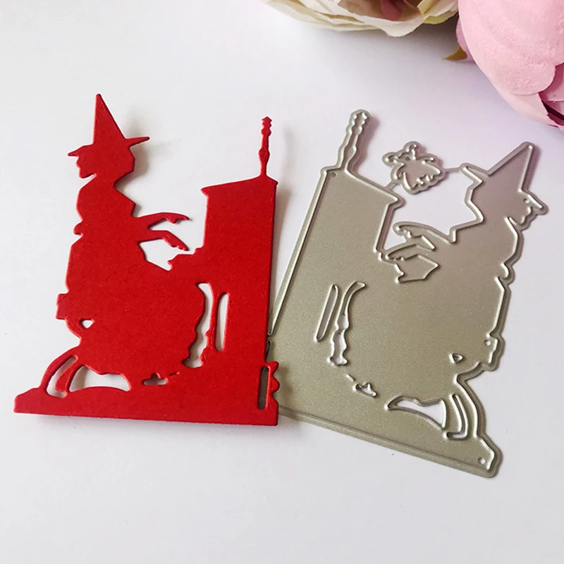 Металлические Вырубные штампы вырезанная форма Хэллоуин ведьма игра пианино