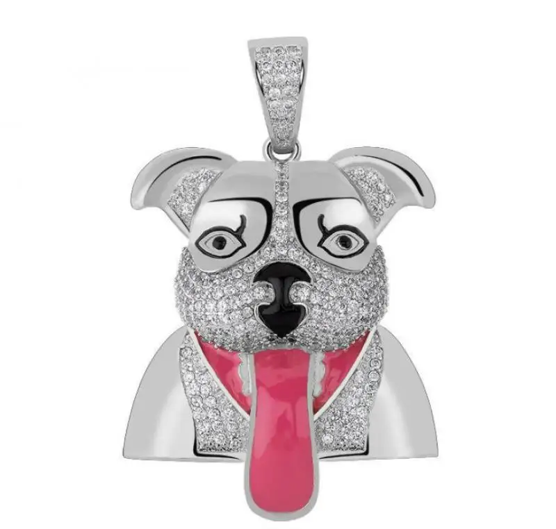 

Cute Fashion Cartoon Style Puppy with Tongue Out Metal Animal Pendant Necklace Hip Hop Men Rock Punk Jewelry