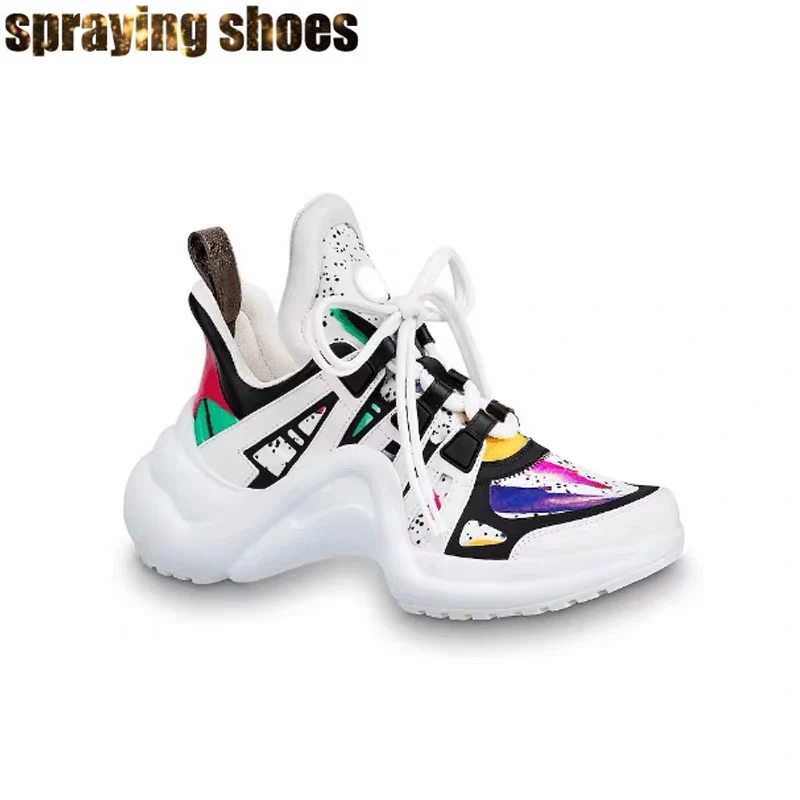 Новинка 2019 года Дизайнерская обувь с принтом граффити женские кроссовки круглым