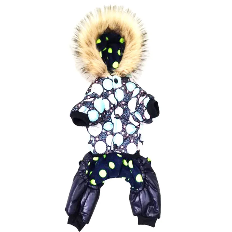 

Pet Autumn & Winter Coat With Fur Neck, Dogs Flowers & Dots Pattern Hoodies With