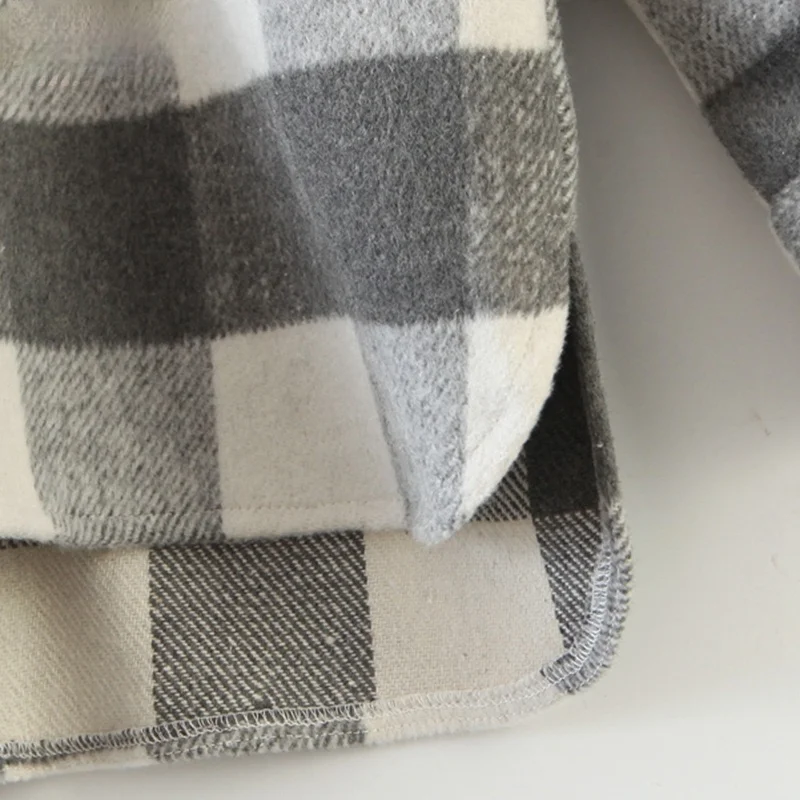 

Zoulv Spring Double Pocket Casual Warm Overcoat Outwear Tops 2021 Autumn Winter Women Gray Plaid Long Coat Jacket