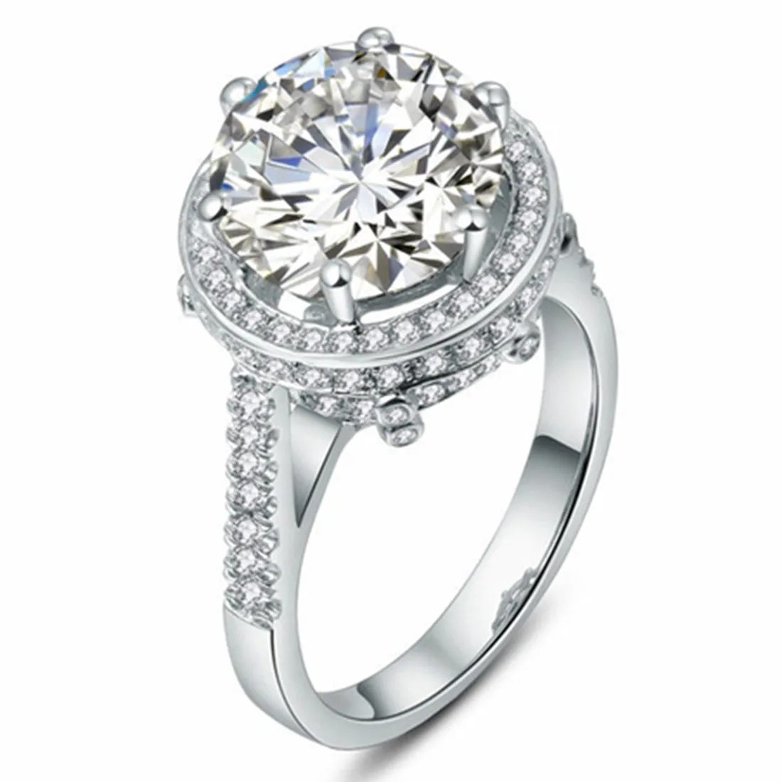 Кольцо из белого золота с муассанитом 14 к 5 карат|Кольца| |