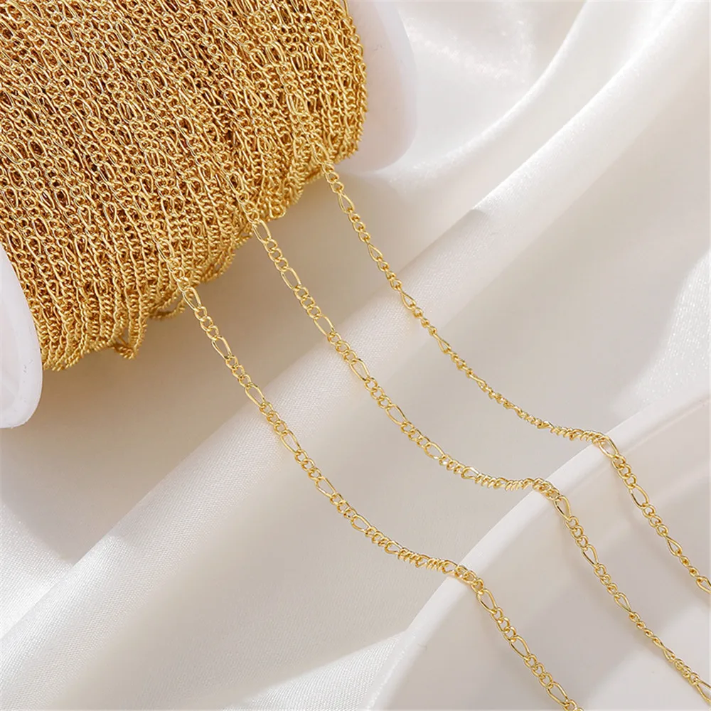 

14K gold-plated 8-character child and mother chain Figaro Chain hand DIY made bracelet necklace headpiece material accessories