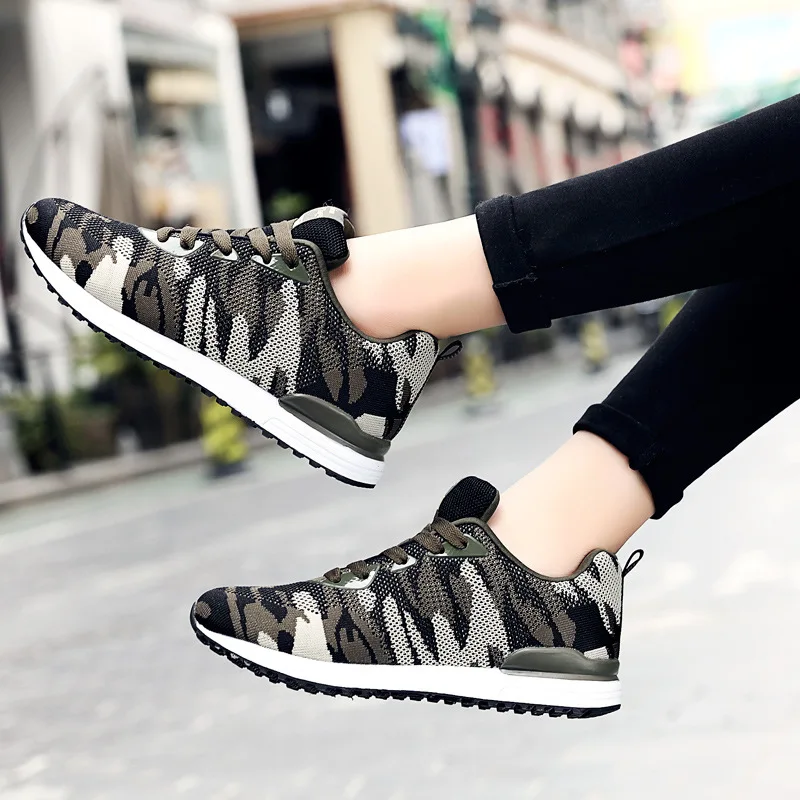 

Camouflage Air Mesh Running Shoes Men Walking Jogging Training Sport Shoes Couple Women Sneakers Lace Up Fashion Lovers Footwear