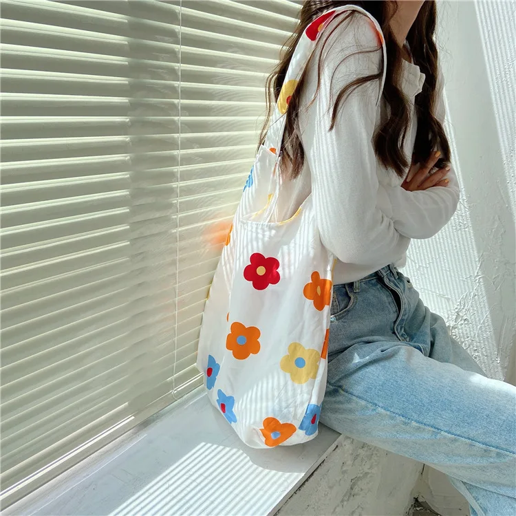 

Summer Beach Cotton Fabric Cloth Shoulder Bag Women Cartoon Fruits Print Casual Tote Bag Big Bag Ladies Shopper Bag Bolsa Mujer